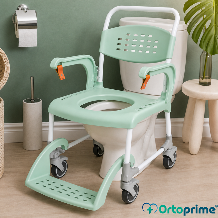 Shower Commode Chair with Wheels 3-in-1 | Drainage Seat