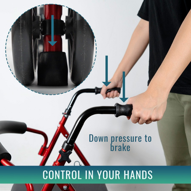 Aluminium Rollator Walker Load-Activated Brake Padded Seat