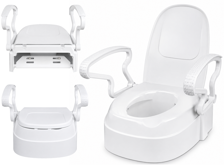 Adjustable Toilet Seat Riser 3 Heights | With Lid