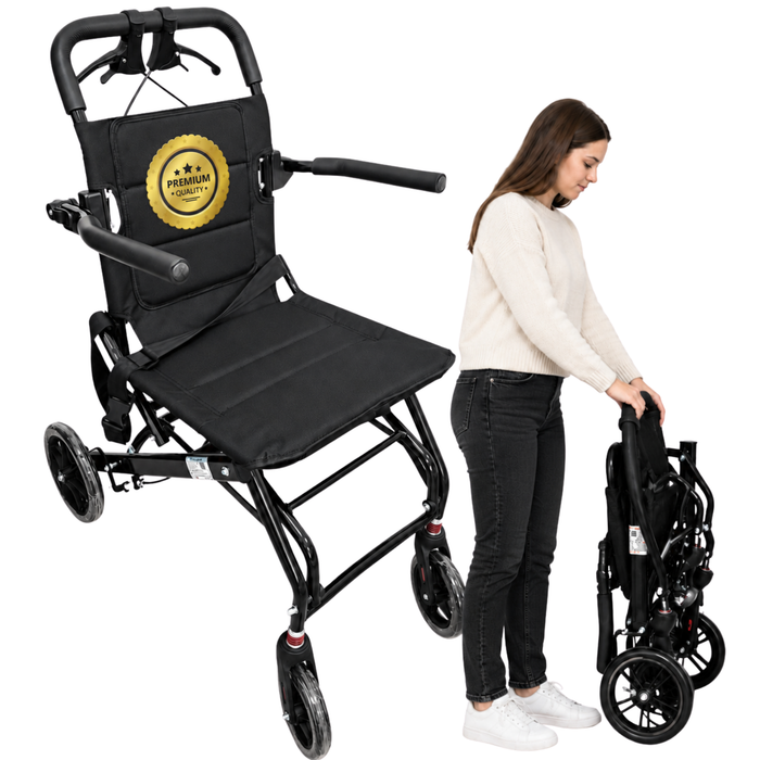 Lightweight Folding Transit Wheelchair with Handbrakes