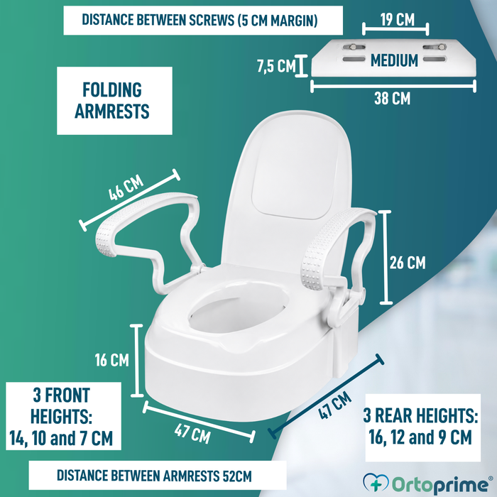 Adjustable Toilet Seat Riser 3 Heights | With Lid