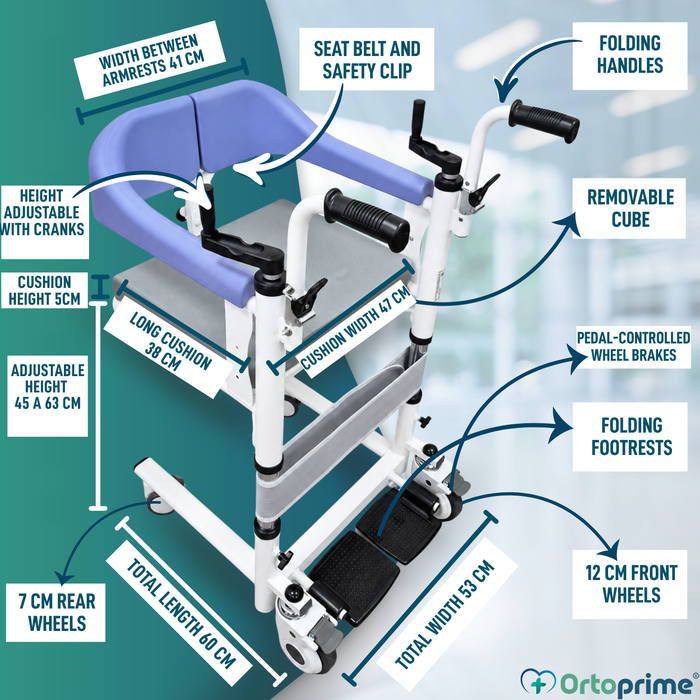 3-in-1 Transfer Chair | Height Adjustable Commode Chair