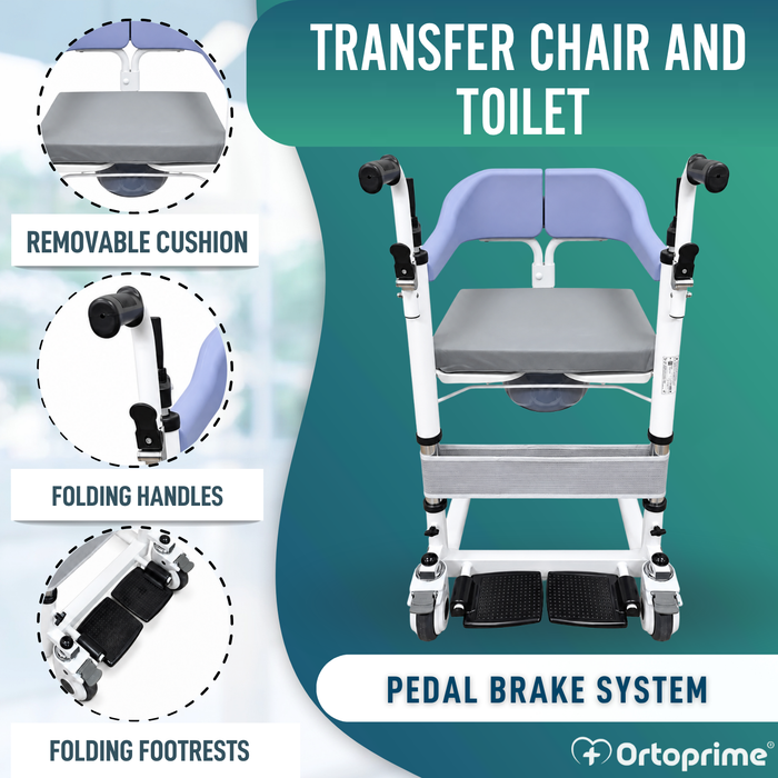 3-in-1 Transfer Chair | Height Adjustable Commode Chair