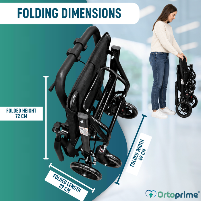 Lightweight Folding Transit Wheelchair with Handbrakes