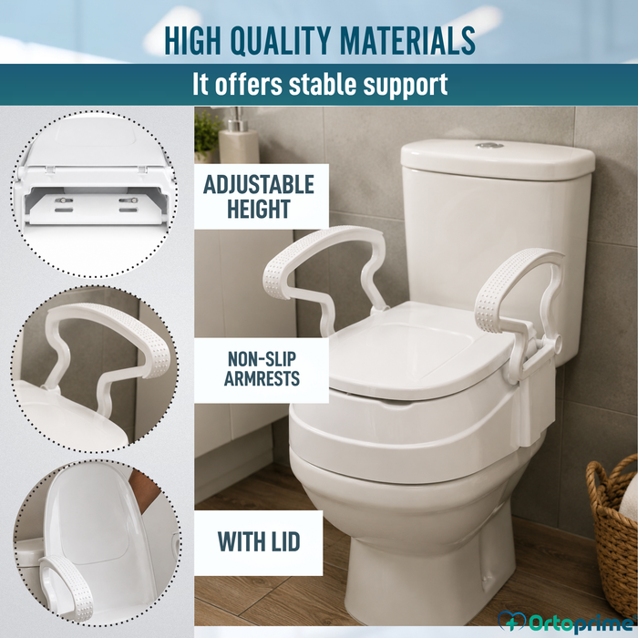 Adjustable Toilet Seat Riser 3 Heights | With Lid