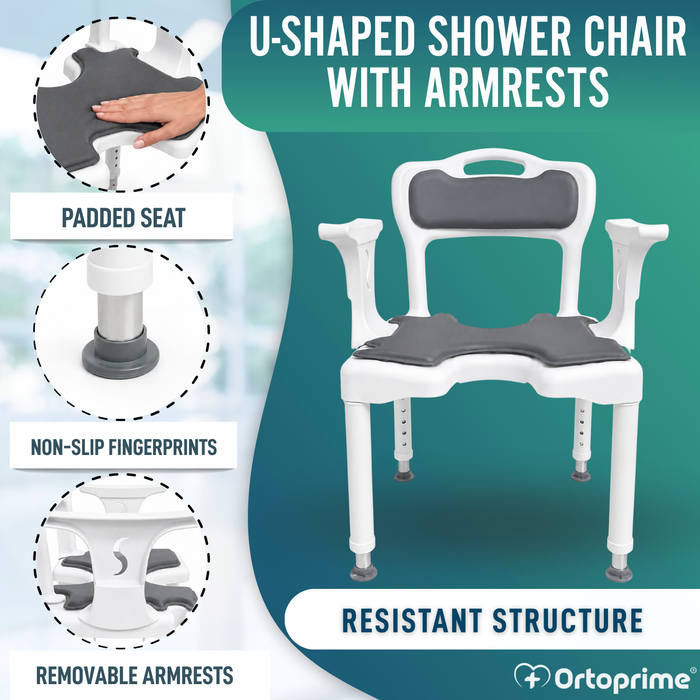 3-in-1 U-Shaped Shower Chair | Non-Slip Shower Stool