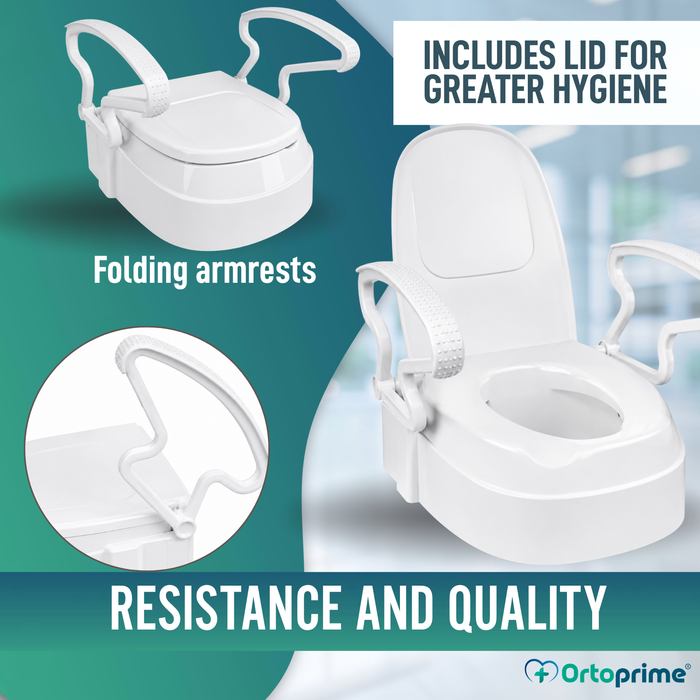 Adjustable Toilet Seat Riser 3 Heights | With Lid