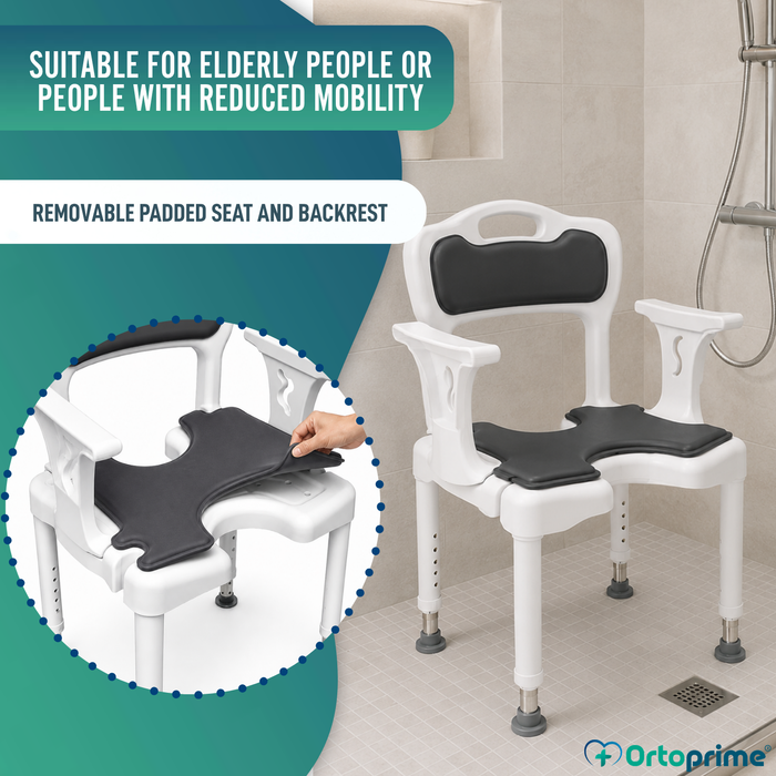 3-in-1 U-Shaped Shower Chair | Non-Slip Shower Stool
