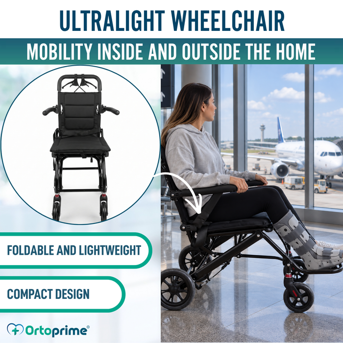 Lightweight Folding Transit Wheelchair with Handbrakes