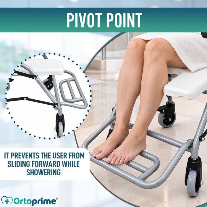 Folding Shower and Bath Chair with Wheels | Hygienic U-Shaped Seat