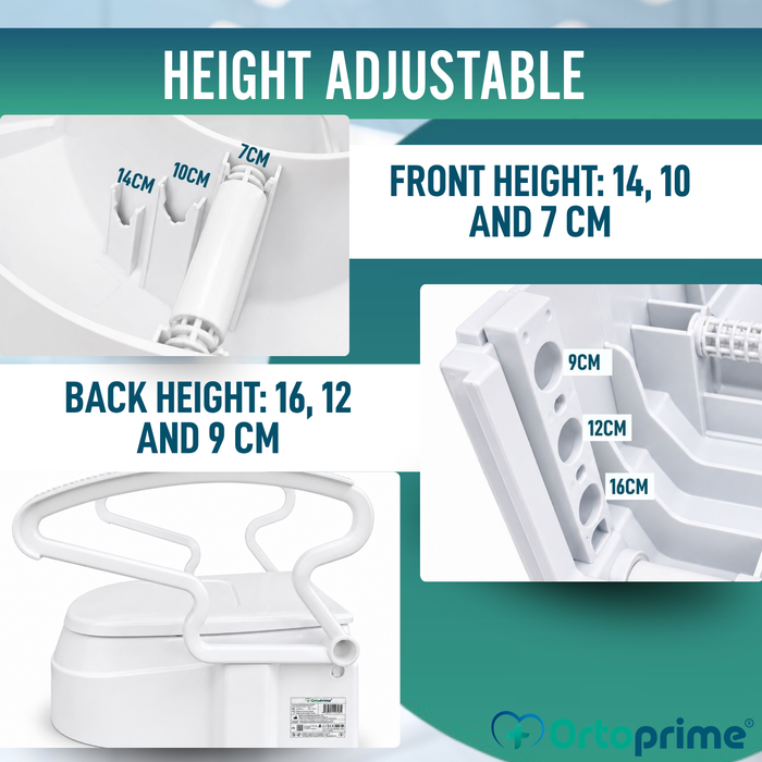 Adjustable Toilet Seat Riser 3 Heights | With Lid