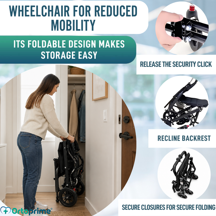 Lightweight Folding Transit Wheelchair with Handbrakes