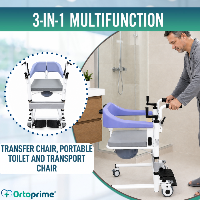 3-in-1 Transfer Chair | Height Adjustable Commode Chair