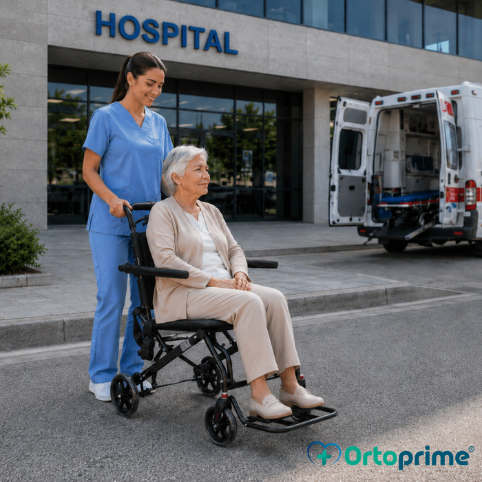 Lightweight Folding Transit Wheelchair with Handbrakes