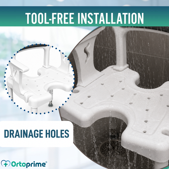 3-in-1 U-Shaped Shower Chair | Non-Slip Shower Stool