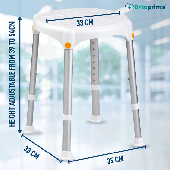 Adjustable Height Round Shower Stool | Detachable
