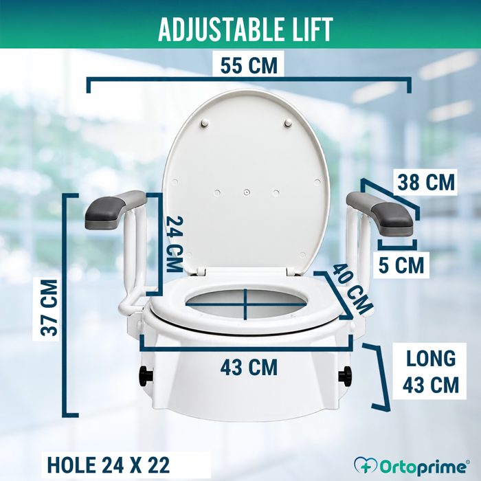 Angled Toilet Riser Adjustable Height 6–10–15 cm Resistance