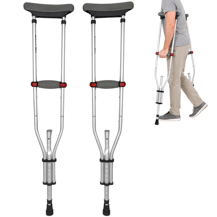 Adjustable Aluminium Underarm Crutches | Pack of 2