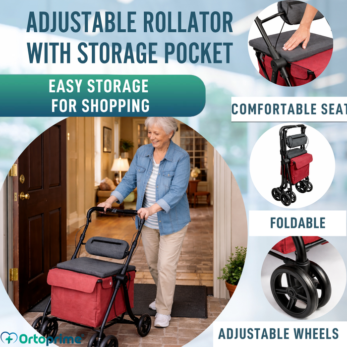 Folding Shopping Trolley Walker | Built-in Seat