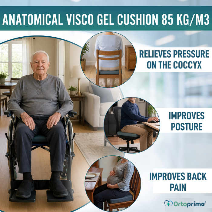 Square Visco Gel Anti-Bedsore Cushion 85 kg/m³ | Waterproof