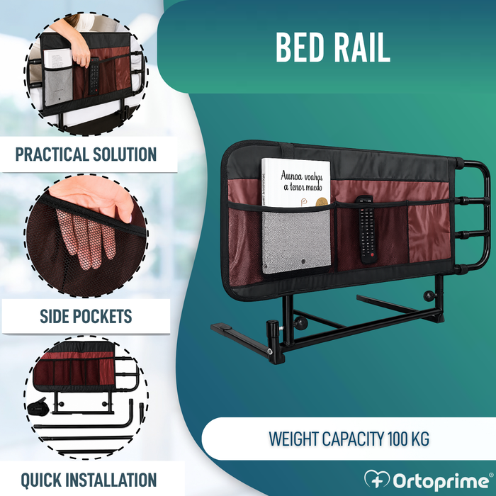 Adult Bed Rail with Pockets and Adjustable