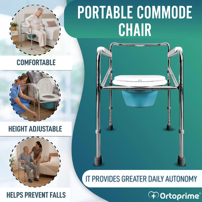 Portable WC Chair with Foldable Urinal | Height Adjustable
