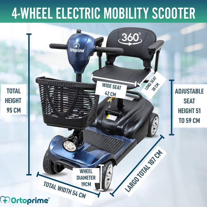 4-Wheel Mobility Scooter | Removable Battery & Portable