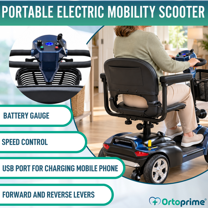 4-Wheel Mobility Scooter | Removable Battery & Portable
