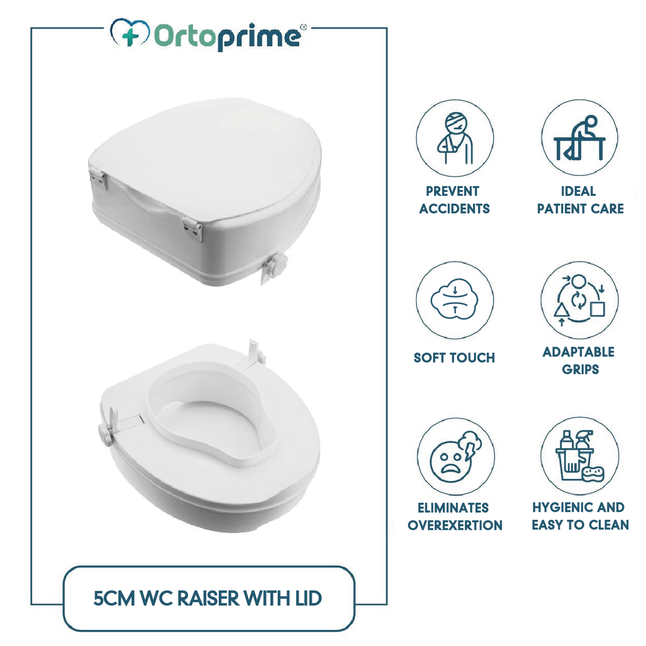 WC Riser with 6 cm Lid | Universal | Wellbeing and Safety — Ortoprime.uk