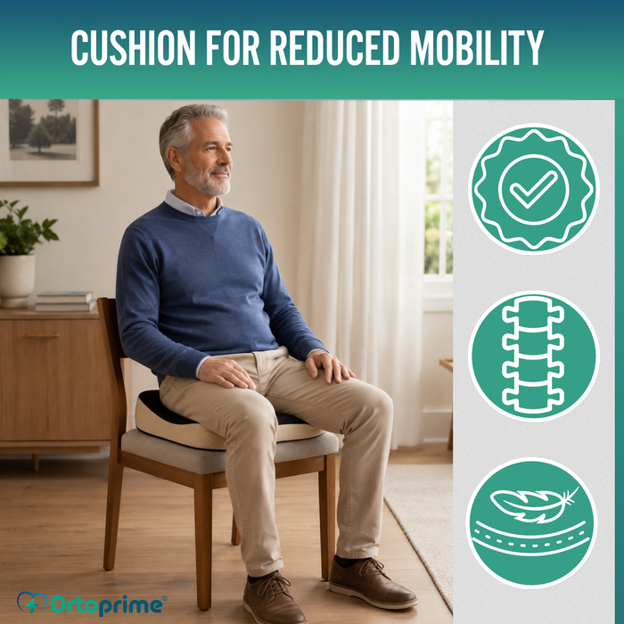 Ergonomic Viscoelastic Pressure Sore Cushion with Coccyx Cut-Out