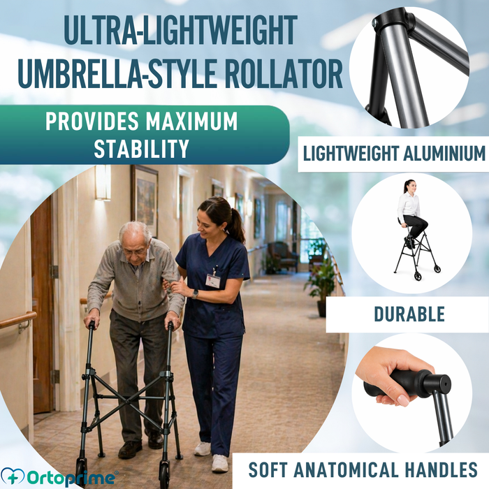 Umbrella-Folding Aluminium Walking Frame | Adjustable