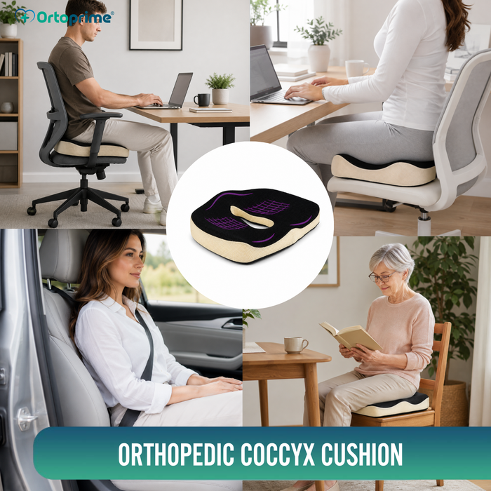 Ergonomic Viscoelastic Pressure Sore Cushion with Coccyx Cut-Out