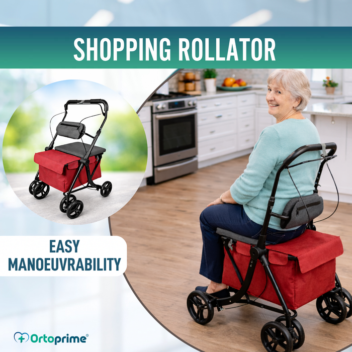 Folding Shopping Trolley Walker | Built-in Seat