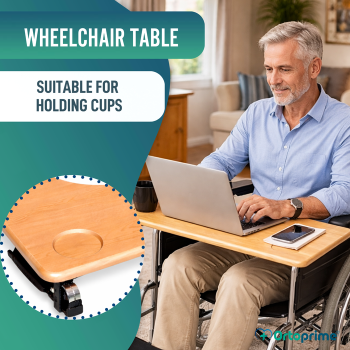Wheelchair Tray | Portable Table with Cup Holder