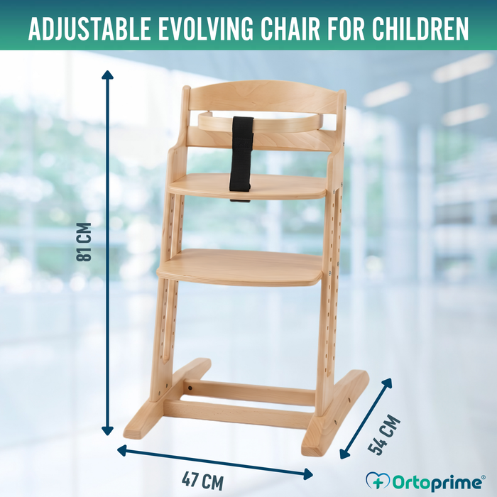 Adjustable Wooden High Chair for Children | Height Adjustable