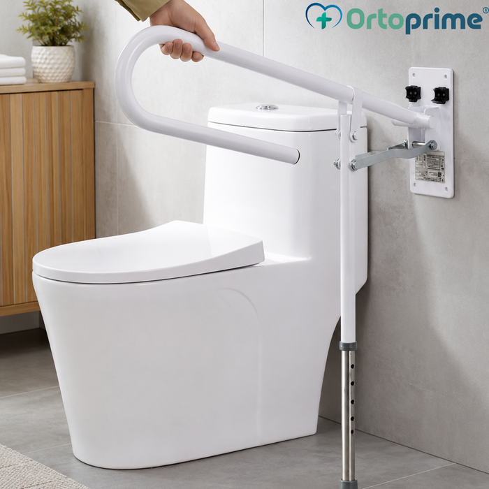 Folding Bathroom Grab Rail with Adjustable Support Leg