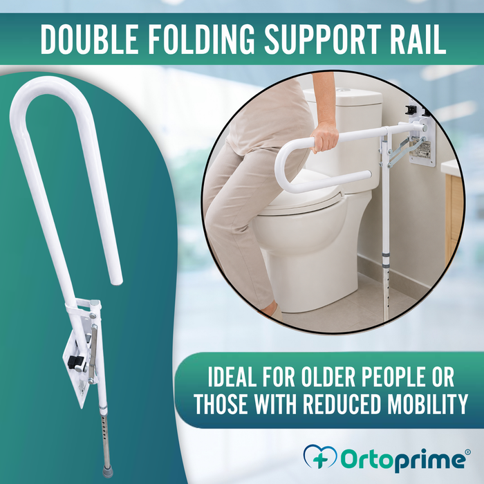 Folding Bathroom Grab Rail with Adjustable Support Leg