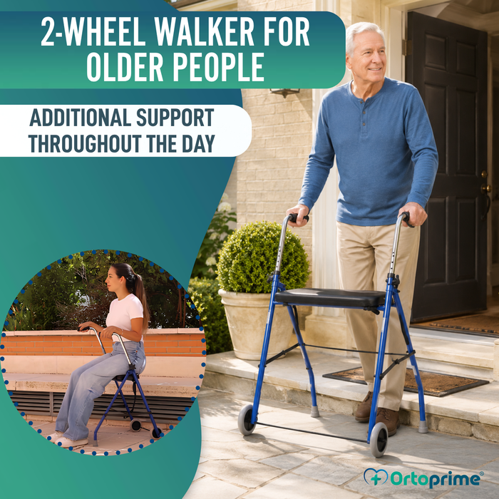 Two-Wheel Elderly Walker | Foldable Adult Walkers