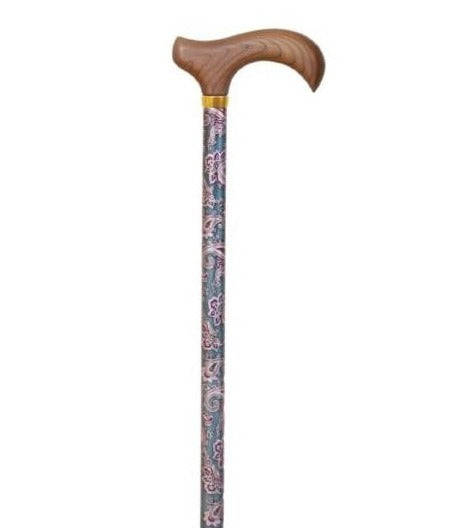 folding-and-adjustable-walking-stick-paisley-pattern-ortoprime-uk