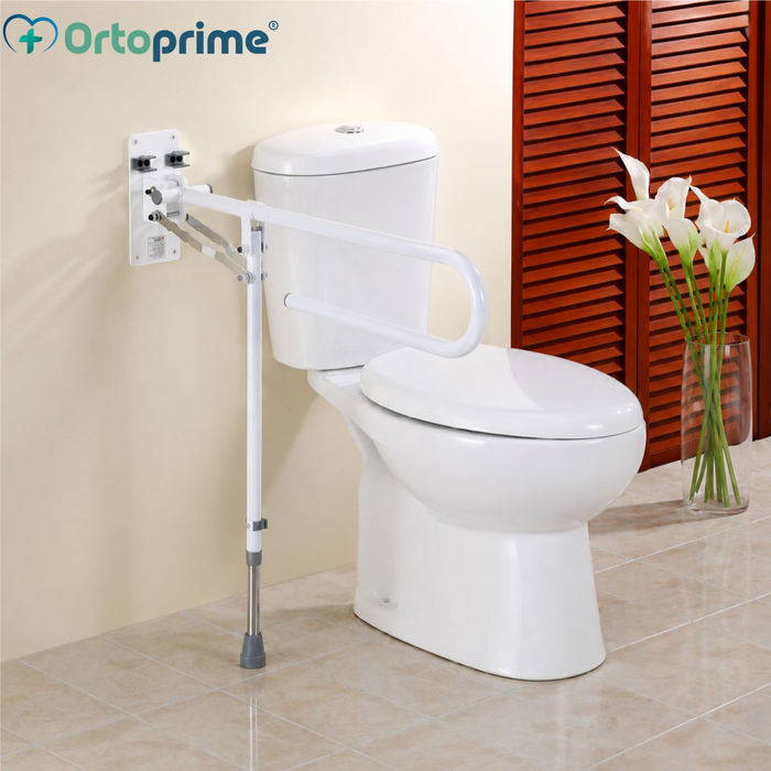 Folding Bathroom Grab Rail with Adjustable Support Leg