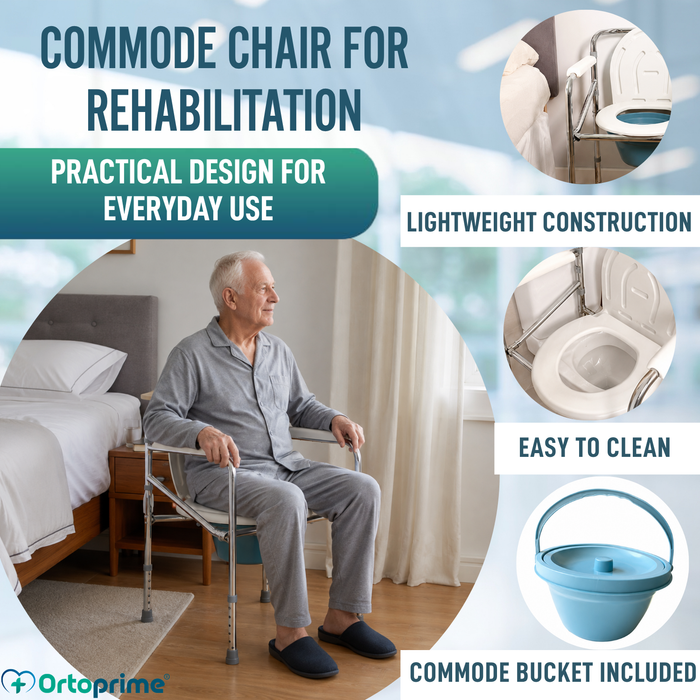 Portable WC Chair with Foldable Urinal | Height Adjustable