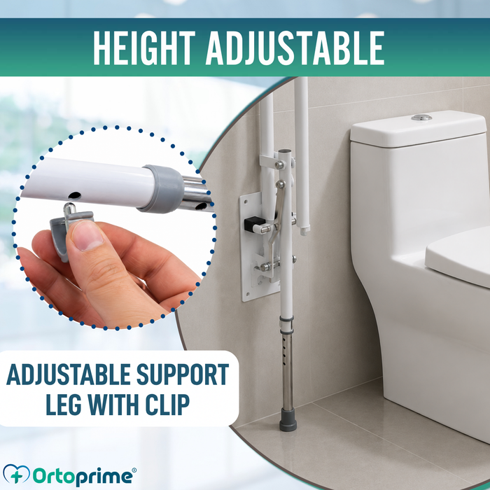 Folding Bathroom Grab Rail with Adjustable Support Leg