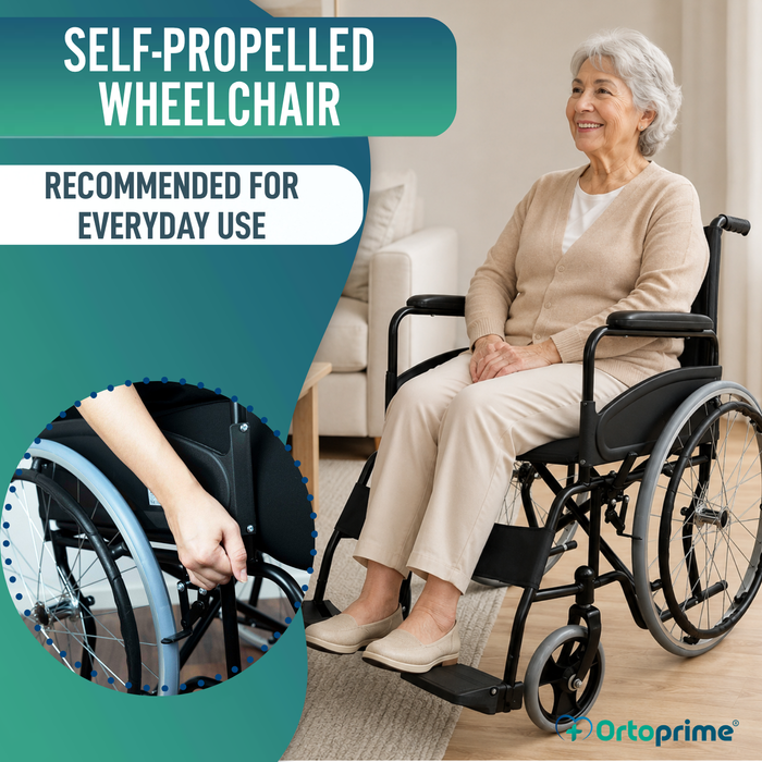 Folding Self-Propelled Wheelchair with Safety Belt