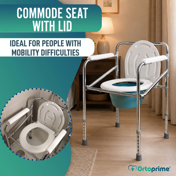 Portable WC Chair with Foldable Urinal | Height Adjustable