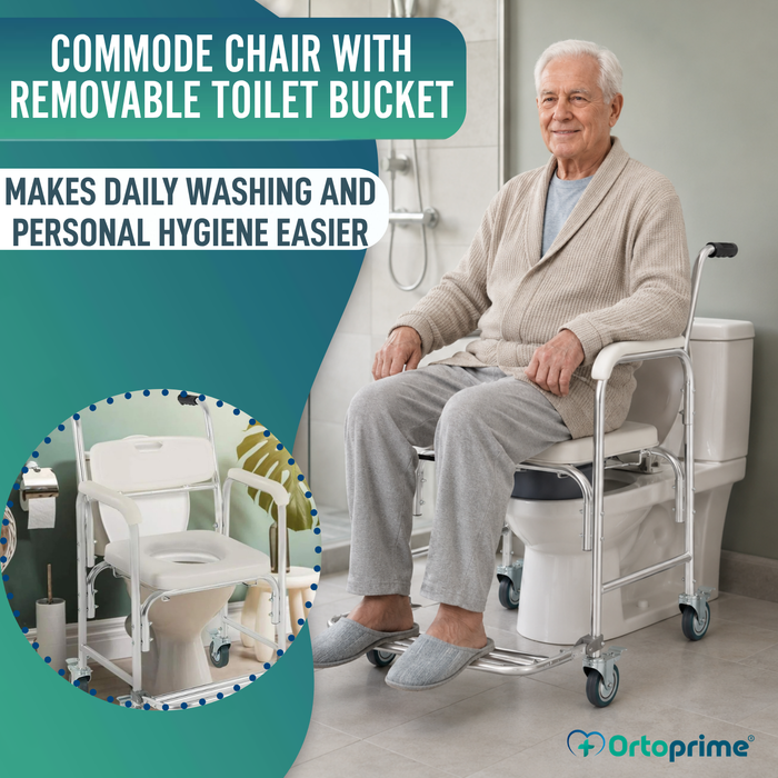 Shower WC Chair with Folding Footrests