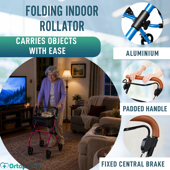 Folding Indoor Rollator with Storage Tray