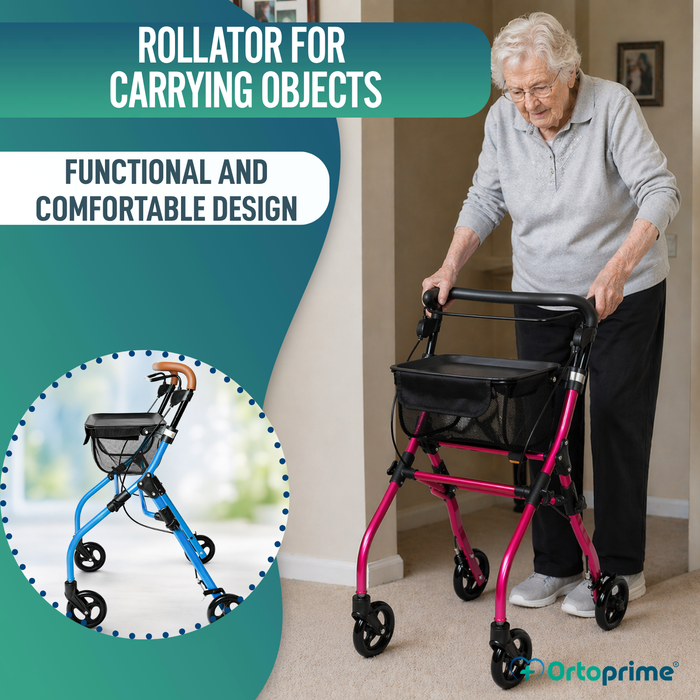 Folding Indoor Rollator with Storage Tray