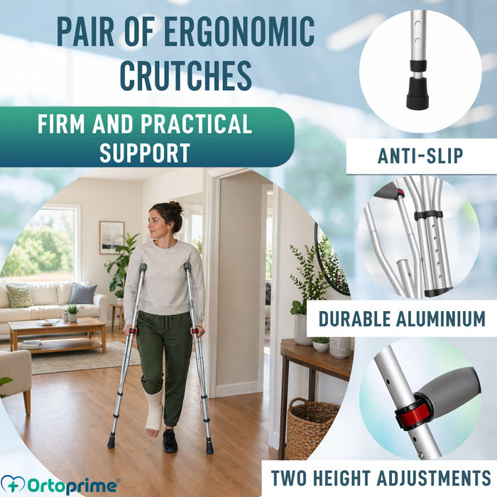 Adjustable Aluminium Underarm Crutches | Pack of 2