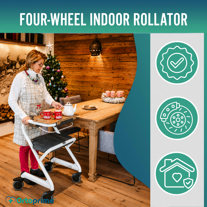 Rollator with Seat and Central Brake | Indoor Use