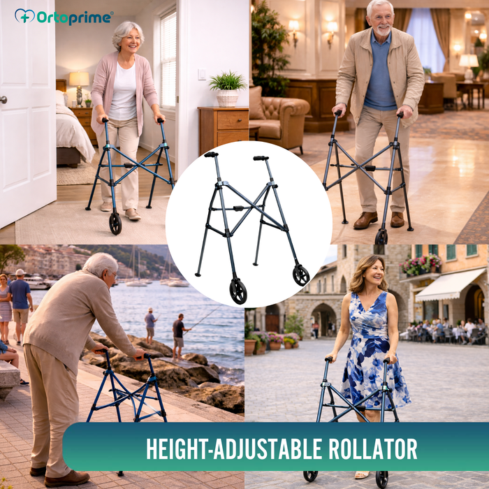 Umbrella-Folding Aluminium Walking Frame | Adjustable